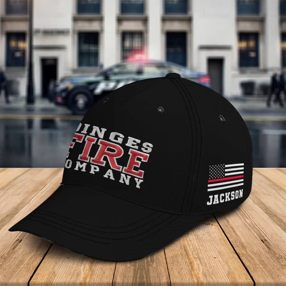 Personalized Dinges Fire Company US Firefighter Custom Name Black Cap 2D Printed QTKH241670