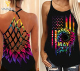 May Girl Criss-Cross Open Back Camisole Tank Top HFJEY2