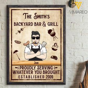 PERSONALIZED BACKYARD BAR AND GRILL CANVAS TNDT2508