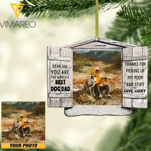 PERSONALIZED BEST DOG DAD PHOTO HANGING ORNAMENT QTTN1012