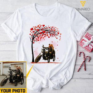 PERSONALIZED MOTOCYCLE COUPLE VALENTINE GIFT WHITE TSHIRT / HOODIE QTVQ2712