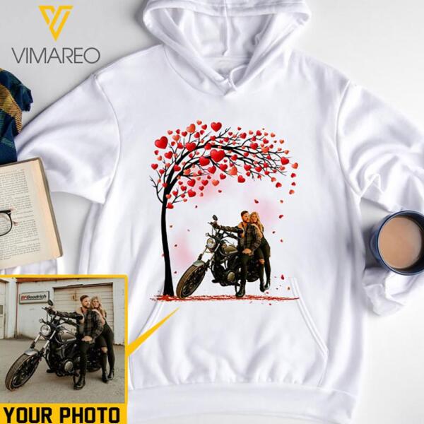 PERSONALIZED MOTOCYCLE COUPLE VALENTINE GIFT WHITE TSHIRT / HOODIE QTVQ2712