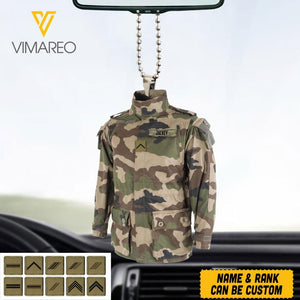 PERSONALIZED FRENCH VETERAN CAMO CAR HANGING ORNAMENT MTVQ2803