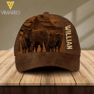 Personalized Cow Cattle Lovers Leather Printed Cap 2105DT