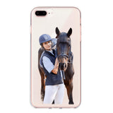 Personalized Girl Love Horse Transparent Silicone Phonecase Printed 22MAY-DT21