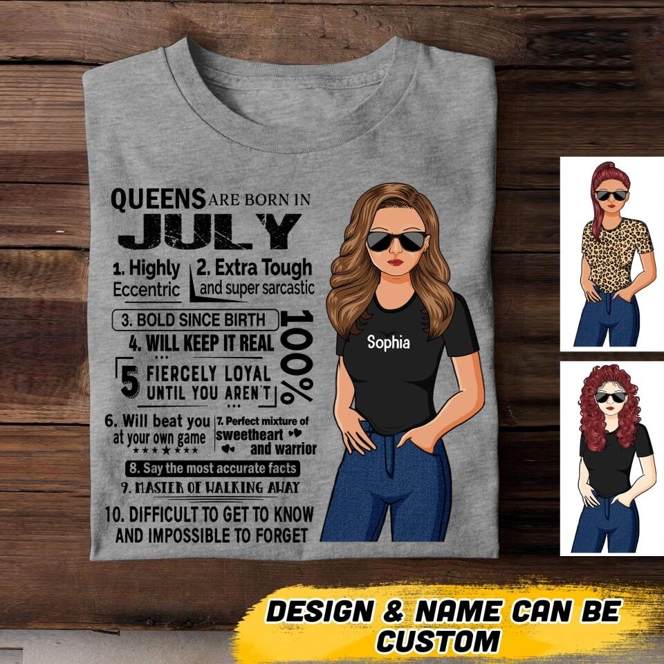 Personalized Queens Are Born In July Tshirt Printed 22JUY-HQ08
