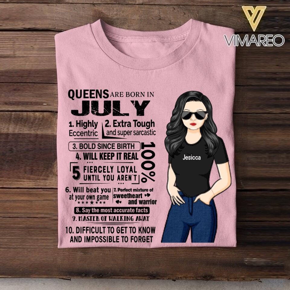 Personalized Queens Are Born In July Tshirt Printed 22JUY-HQ08