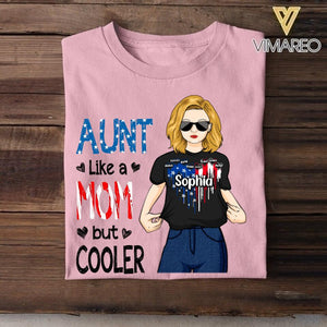 Personalized Aunt Like A Mom But Cooler Flag Heart Tshirt Printed 22JUY-DT15