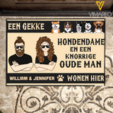 Personalized A Crazy Dog Lady And A Grumpy Old Netherland Man Live Here Doormat 22JUY-HQ15
