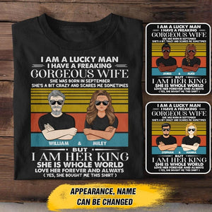 Personalized I Am A Lucky Man I Have A September Gorgeous Wife  Tshirt Printed QTHY0108