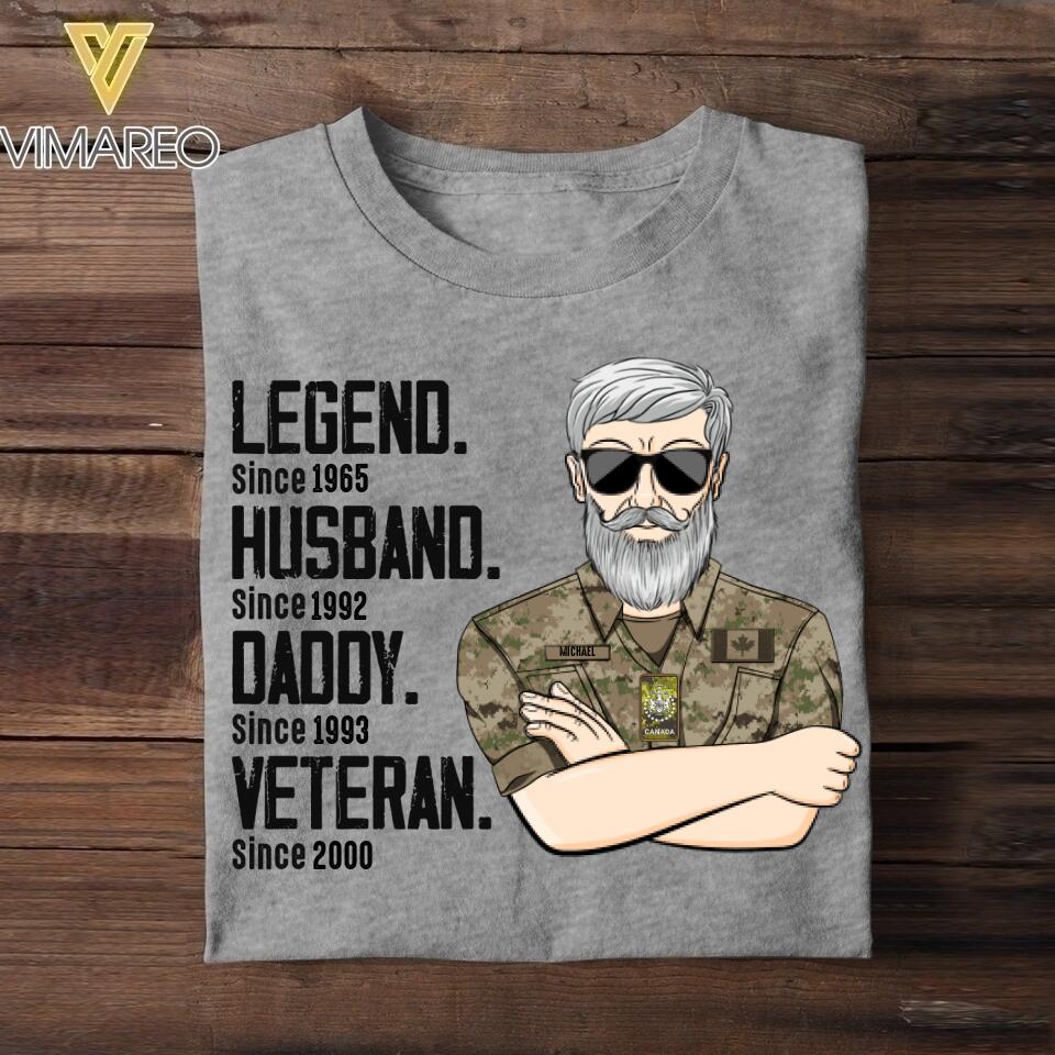 Personalized Canadian Veterans/Soldier Legend Husband Daddy Tshirt Printed QTDT0508