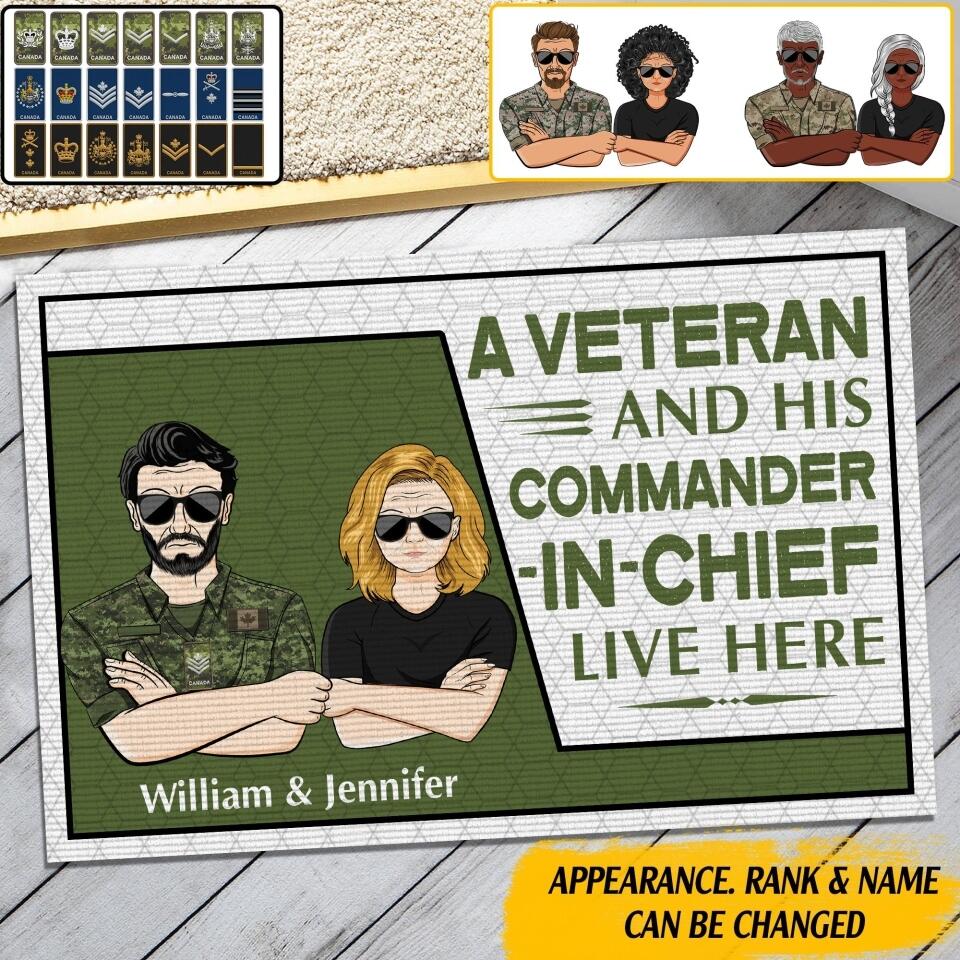 Personalized A Canadian Veterans And His Commander In Chief Live Here Doormat 22AUG-DT10