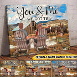 Personalized Back View Couple Sitting Farm Landscape And Cow You & Me We Got This Canvas Printed 22AUG-HQ31