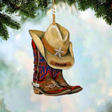 Personalized Cowgirl boots Christmas Wood Ornament QTDT2609