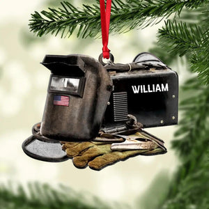 Personalized American Welder Christmas Wood Ornament Printed 22OCT-HY18