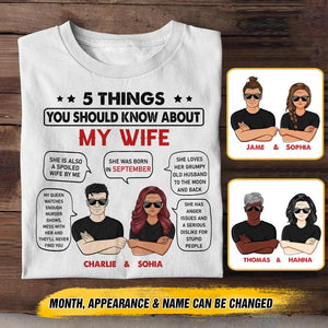 Personalized 5 Things You Should Know About My September Wife Couple Tshirt Printed 22OCT-HY20