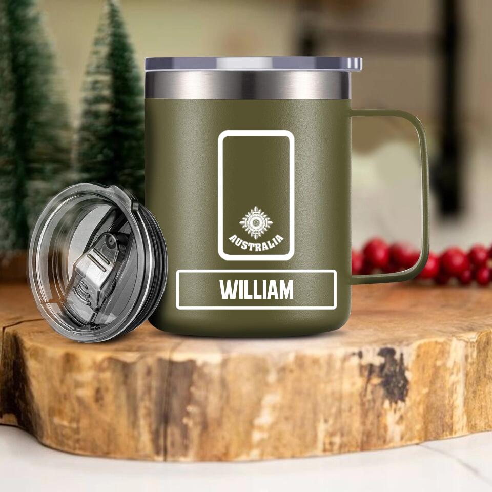Personalized Australian Veteran Laser Handle Cup Printed 22NOV-DT03