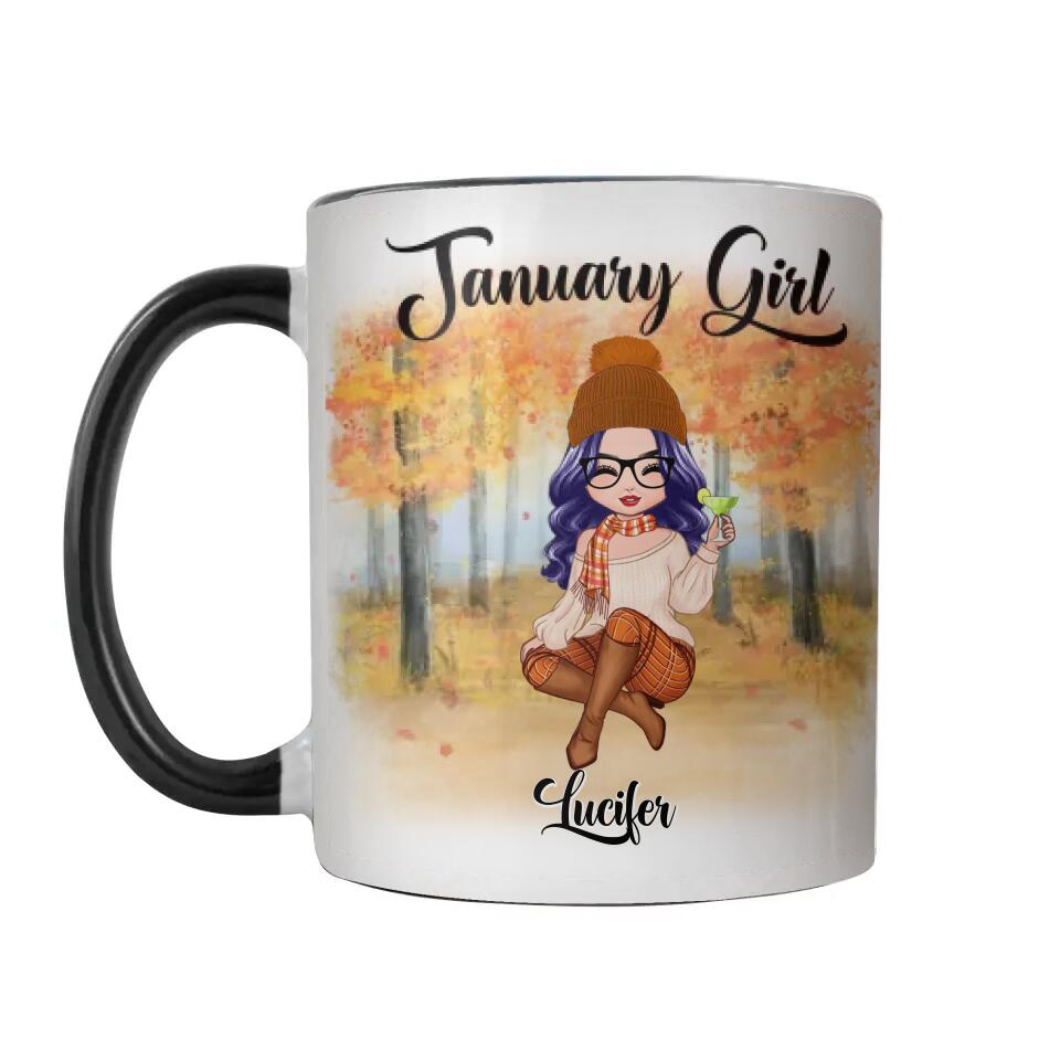 Personalized January Girl Is As Smooth As Tennessee Whiskey Autumn Printed Accent Mug 22NOV-DT21