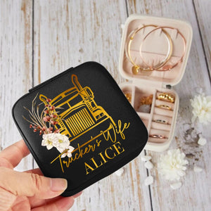 Personalized Trucker Wife Leather Jewelry Travel Box Printed 22DEC-DT06