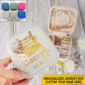 Personalized Trucker Wife Leather Jewelry Travel Box Printed 22DEC-DT06