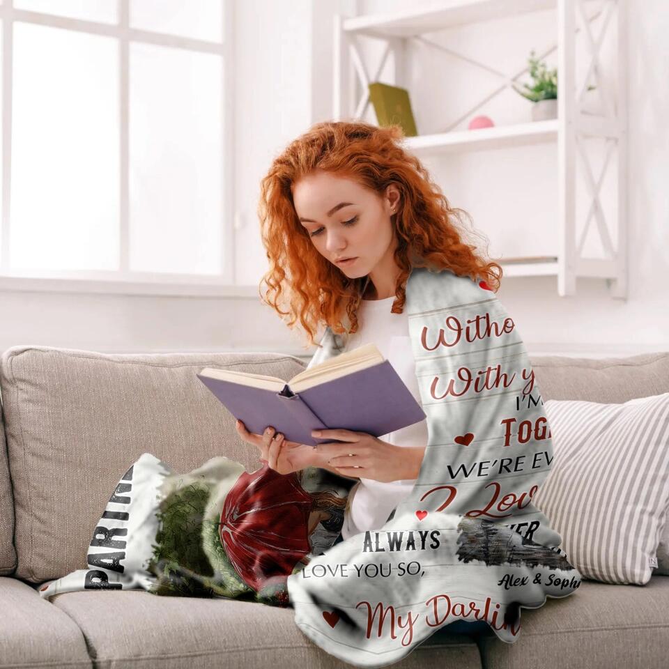 Personalized My Great Life Partner Happy Valentines Day Couple Gift Quilt Blanket Printed PNHY0601