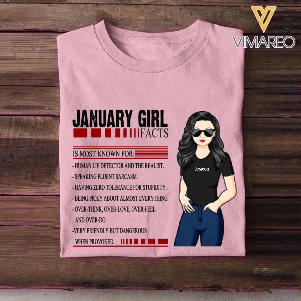 Personalized January Girl Facts Tshirt Printed 23JAN-HY12