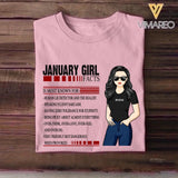 Personalized January Girl Facts Tshirt Printed 23JAN-HY12
