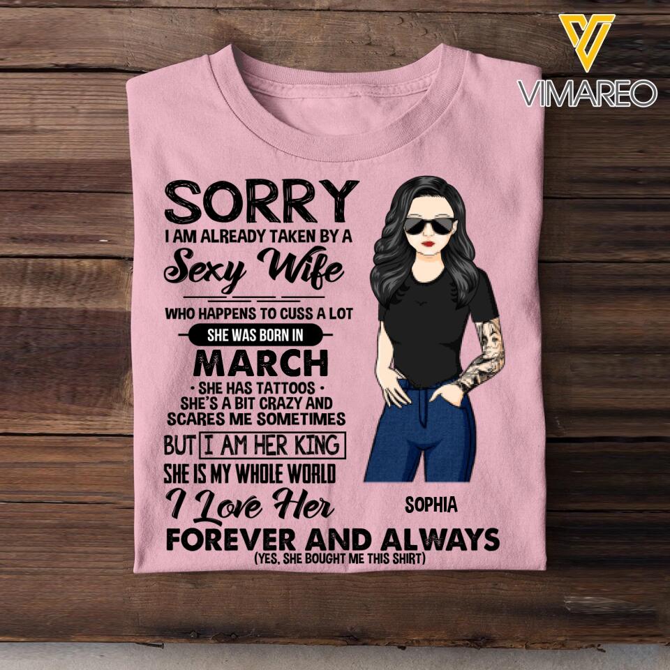 Personalized Taken By A March Sexy Wife  Tshirt Printed PNDT1601