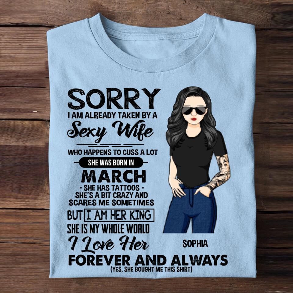 Personalized Taken By A March Sexy Wife  Tshirt Printed PNDT1601
