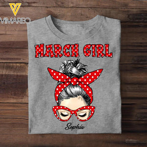 Personalized March Girl Printed Tshirt 23JAN-HQ30