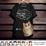 Personalized Never Underestimate An Old Lady Who Loves Cats And Was Born In April Tshirt Printed QTDT0202
