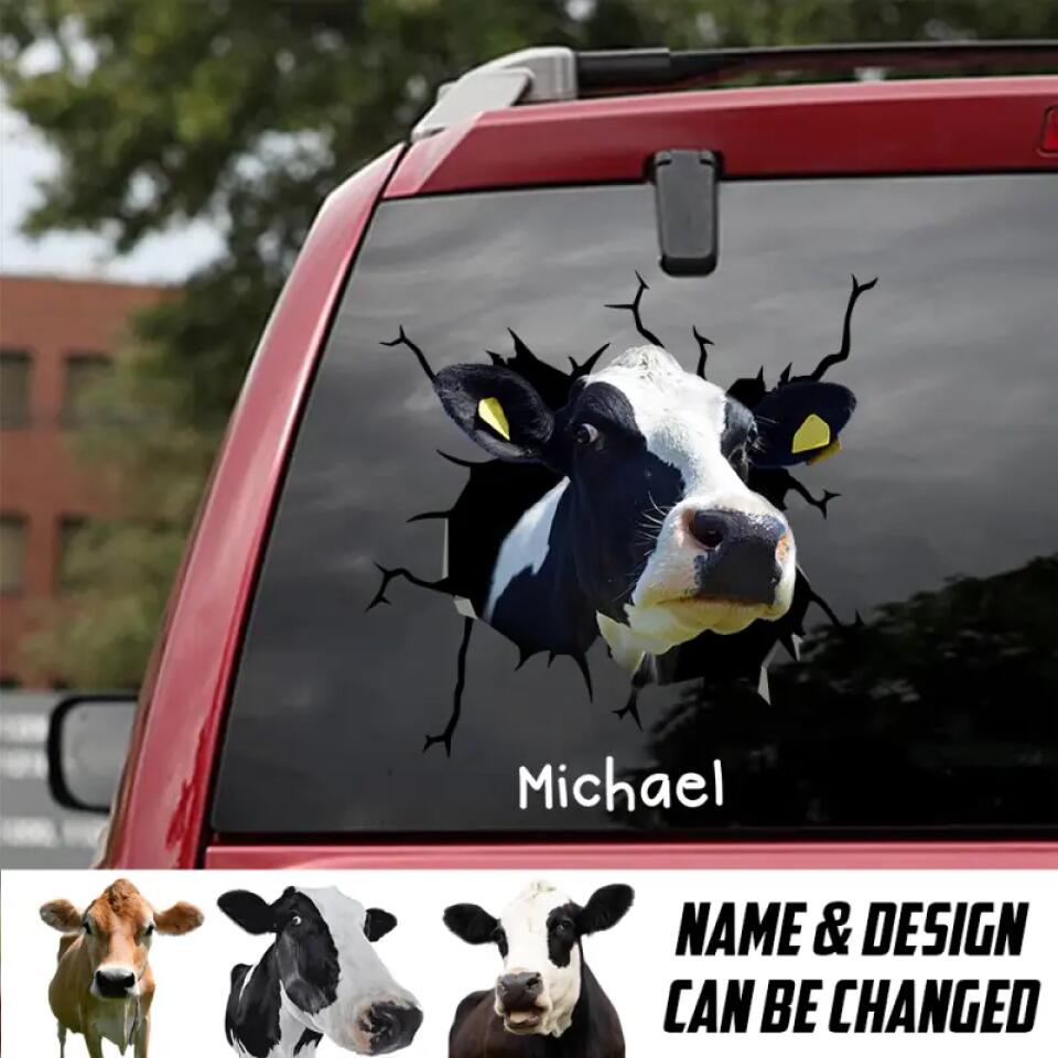 Personalized Image Your Cow with Name Decal Printed 23FEB-VD06