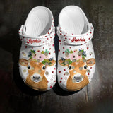 Personalized Flowers & Cow Clog Slipper Shoes Printed 23FEB-HQ14