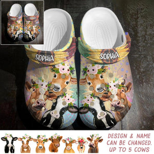 Personalized Hippie Cow Lover Clog Slipper Shoes Printed QTDT2202