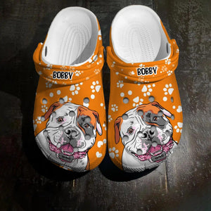 Personalized Dog Lovers Colorful Background Paw  Name Clog Slipper Shoes Printed 23FEB-HQ23