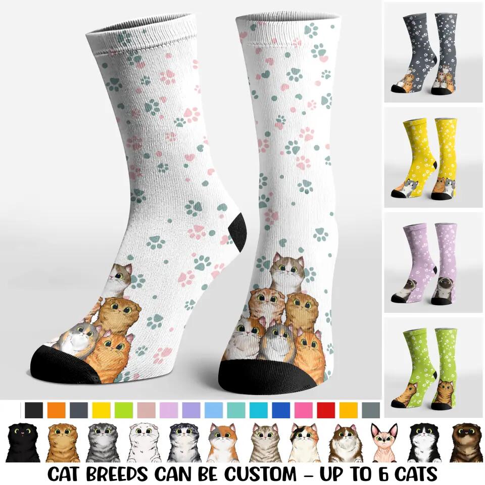 Personalized Cats Lovers Paw Crew Socks Printed PNHQ0903