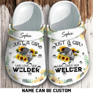 Personalized Just A Girl Who Lover Her Welder Sunflower Clog Slipper Shoes Printed 23MAR-HQ13