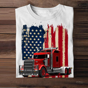 Personalized Upload Your Truck Photo 
 US Flag Tshirts 23APR-DT07