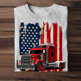Personalized Upload Your Truck Photo 
 US Flag Tshirts 23APR-DT07