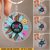 Personalized Dog Mom Sunflower & Name Acrylic Keychain Dog Lovers Gift Printed PNHQ1204