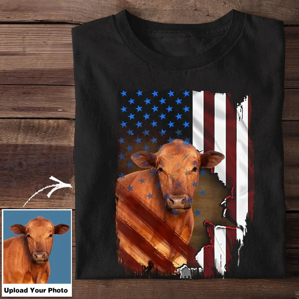 Personalized Upload Your Photo Cattle Flag T-shirt Printed 23APR-PN24
