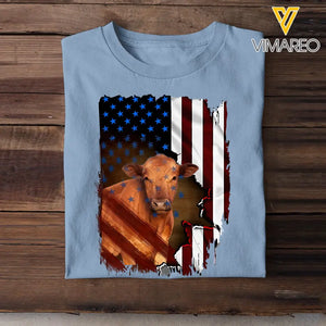 Personalized Upload Your Photo Cattle Flag T-shirt Printed 23APR-PN24