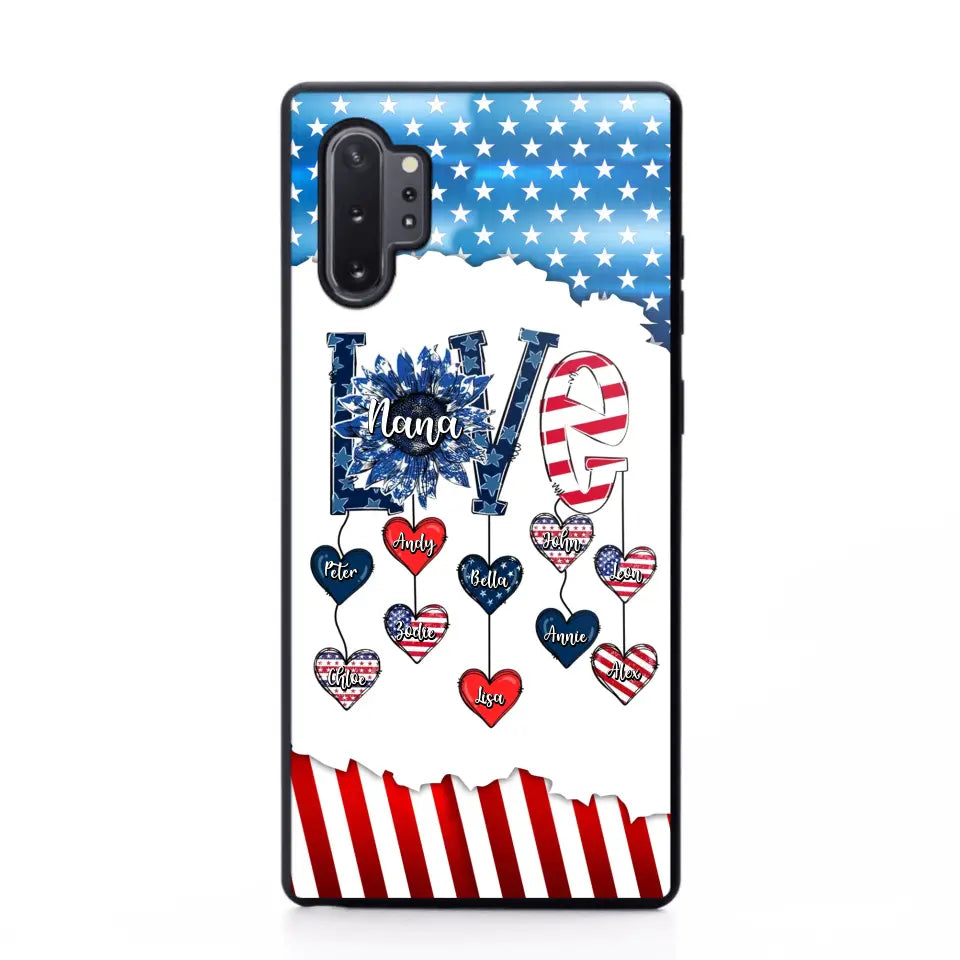 Personalized Grandma Love Kid Independence Day Family Gifts Phonecase Printed TNDT2705