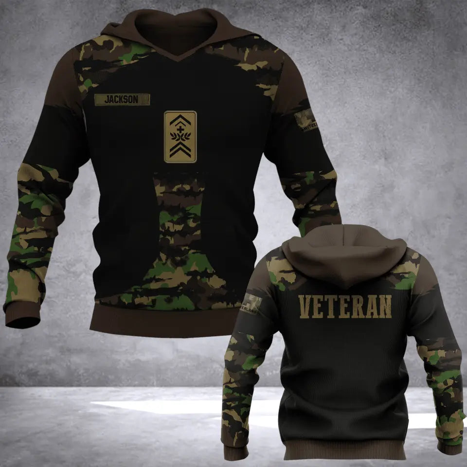 Personalized Switzerland Veteran Camo Tshirt or Hoodie 3D Printed QTDT0206
