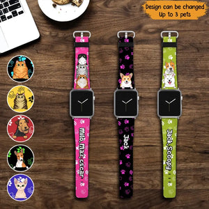 Personalized Dog And Cat Lover Colorful Watch Band Leather Print full QTPN0506