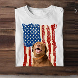 Personalized Upload Your Dog Photo Flag Background T-shirt Printed MTHDT1306