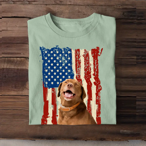 Personalized Upload Your Dog Photo Flag Background T-shirt Printed MTHDT1306