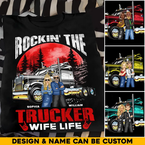 Personalized Rockin' The Trucker Wife Life Tshirt Printed PNHQ2006