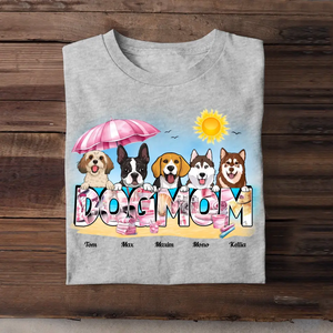 Personalized Pink Dogmom Summer Beach Gift For Dog Lovers Sumer Vacation 2D Tshirt