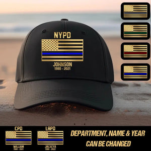 Personalized US Law Enforcement Thin Blue Line Cap Printed 23JUN-HQ26
